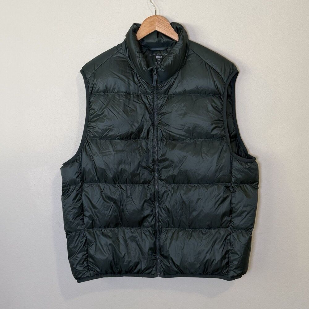 Uniqlo Ultra Light Down Puffer Vest Mens 3XL Olive Dark Green Quilted Full Zip
